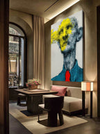 Yellow Splash – Surreal Expressive Line Portrait Wall Art 426