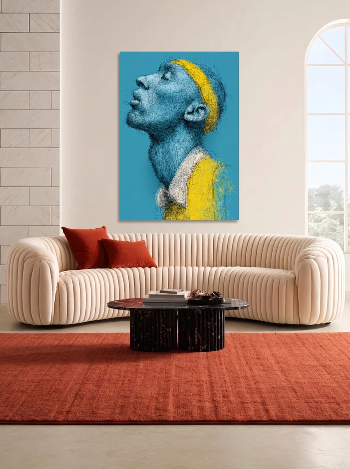 Blue Scribble Portrait 428