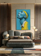 Teal Profile – Surreal Expressive Line Portrait Wall Art 428