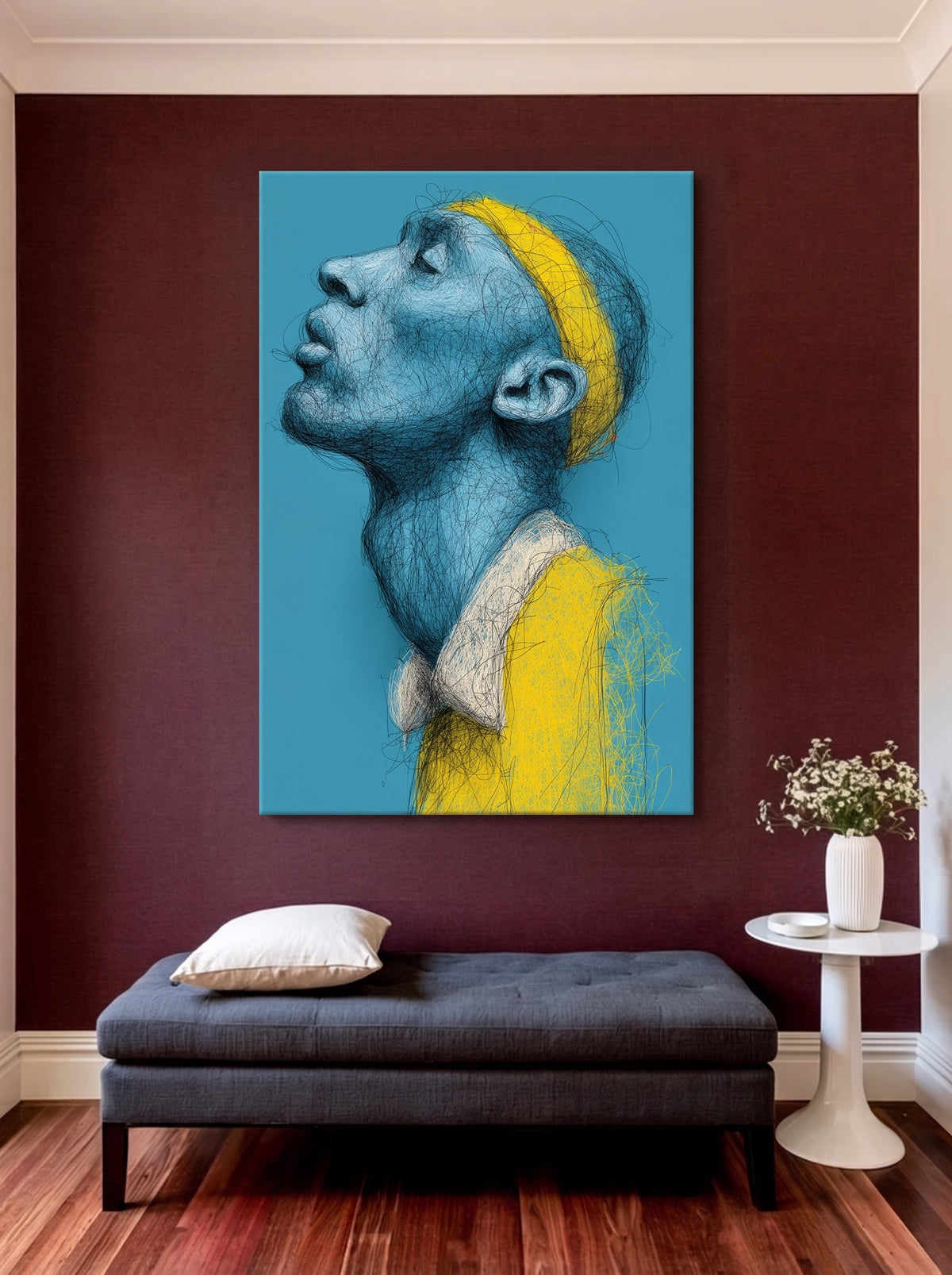 Blue Scribble Portrait 428
