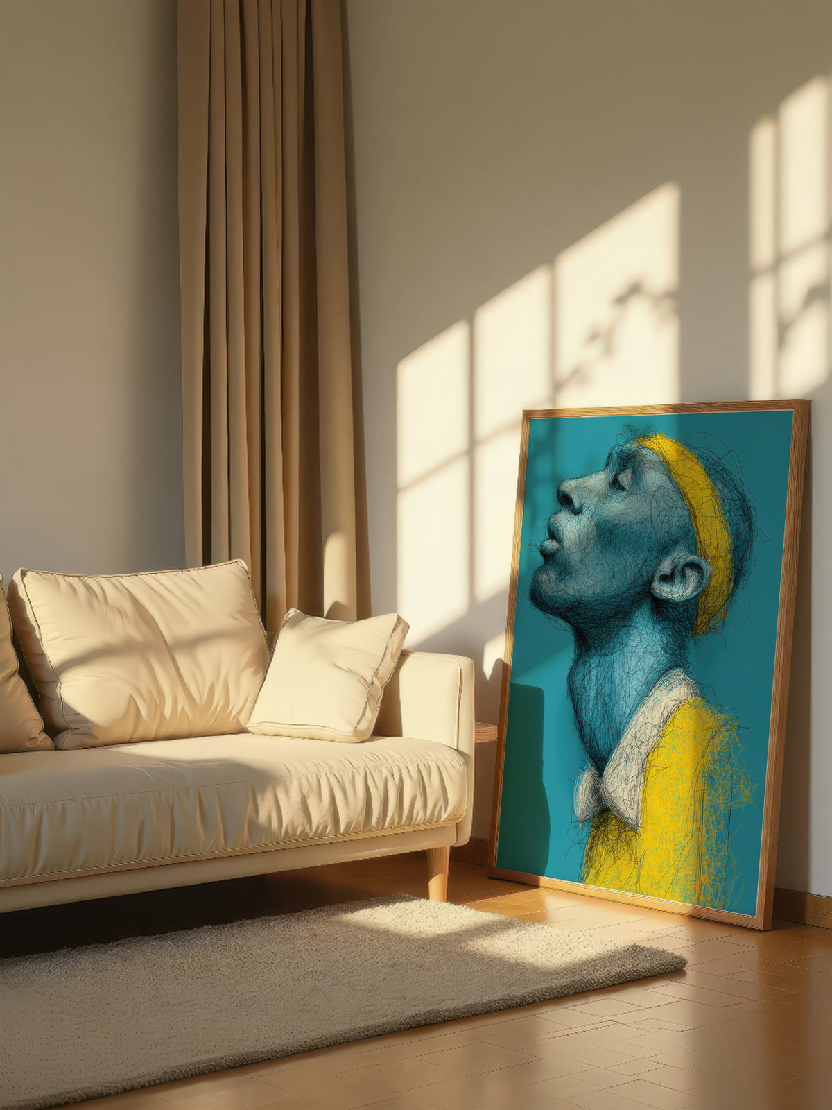 Blue Scribble Portrait 428