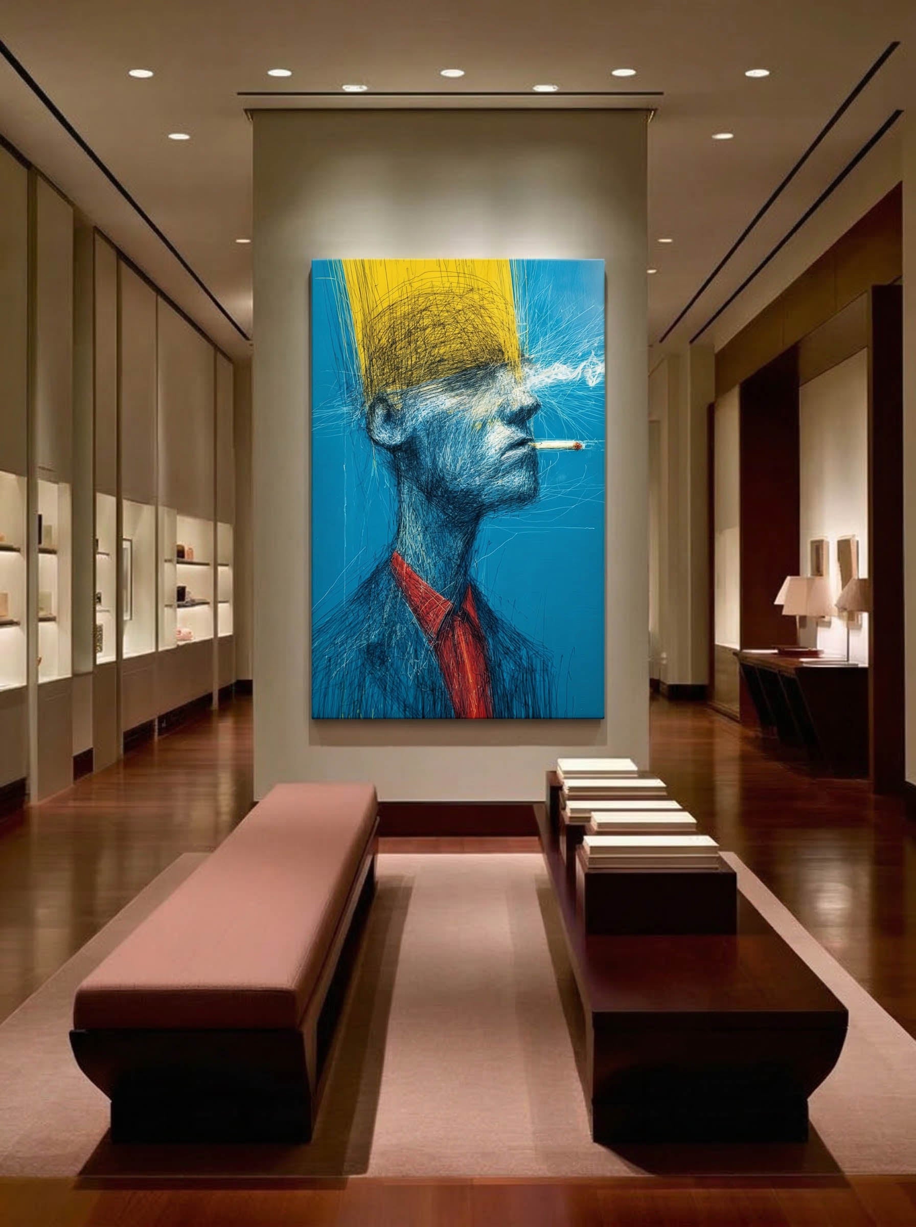 Smoke and Line – Surreal Expressive Cross-Hatch Wall Art 429