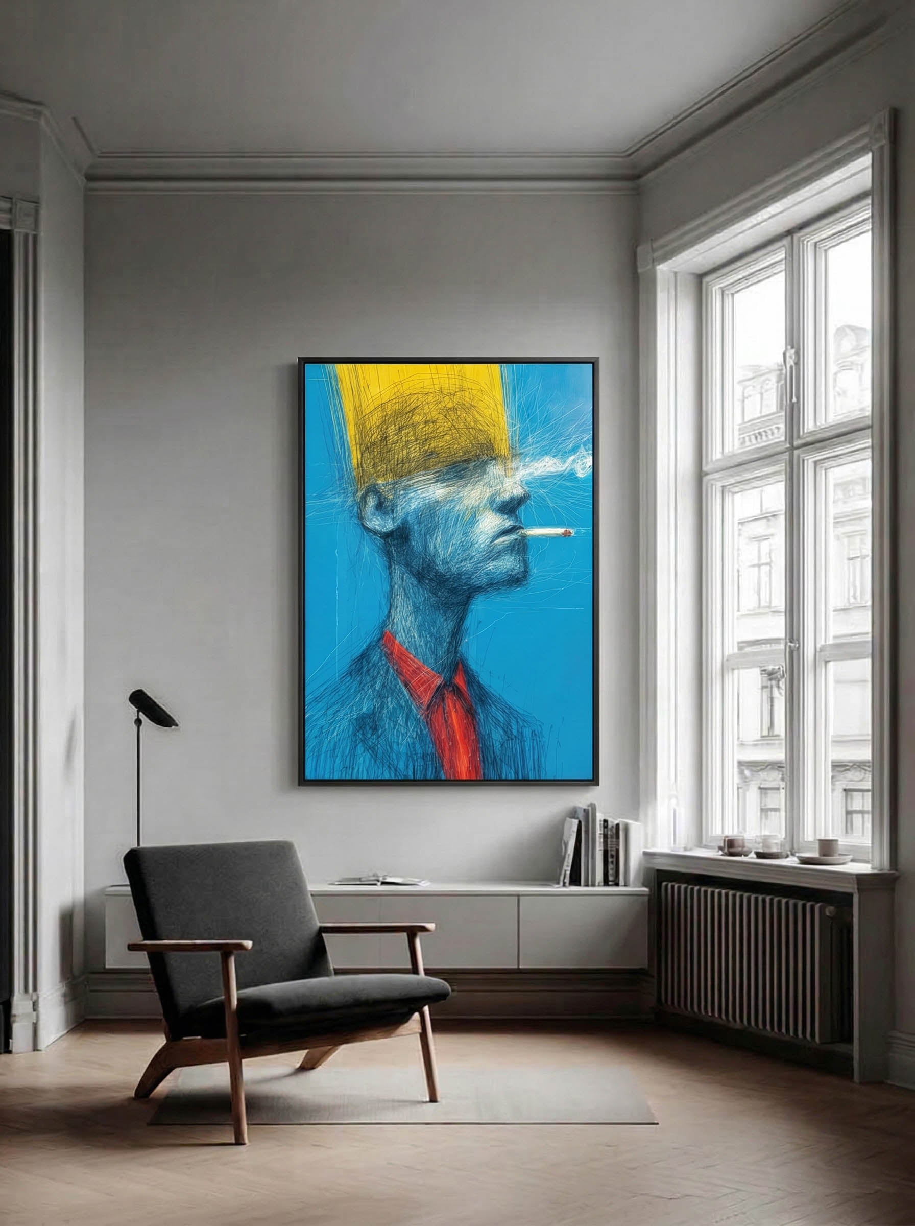 Smoke and Line – Surreal Expressive Cross-Hatch Wall Art 429