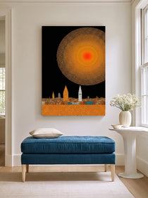 Golden Pointillist Cityscape 434