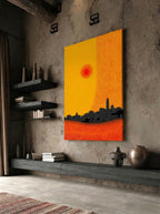 Heat Over the City – Surreal Graphic Cityscape Wall Art 435