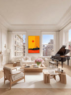 Heat Over the City – Surreal Graphic Cityscape Wall Art 435