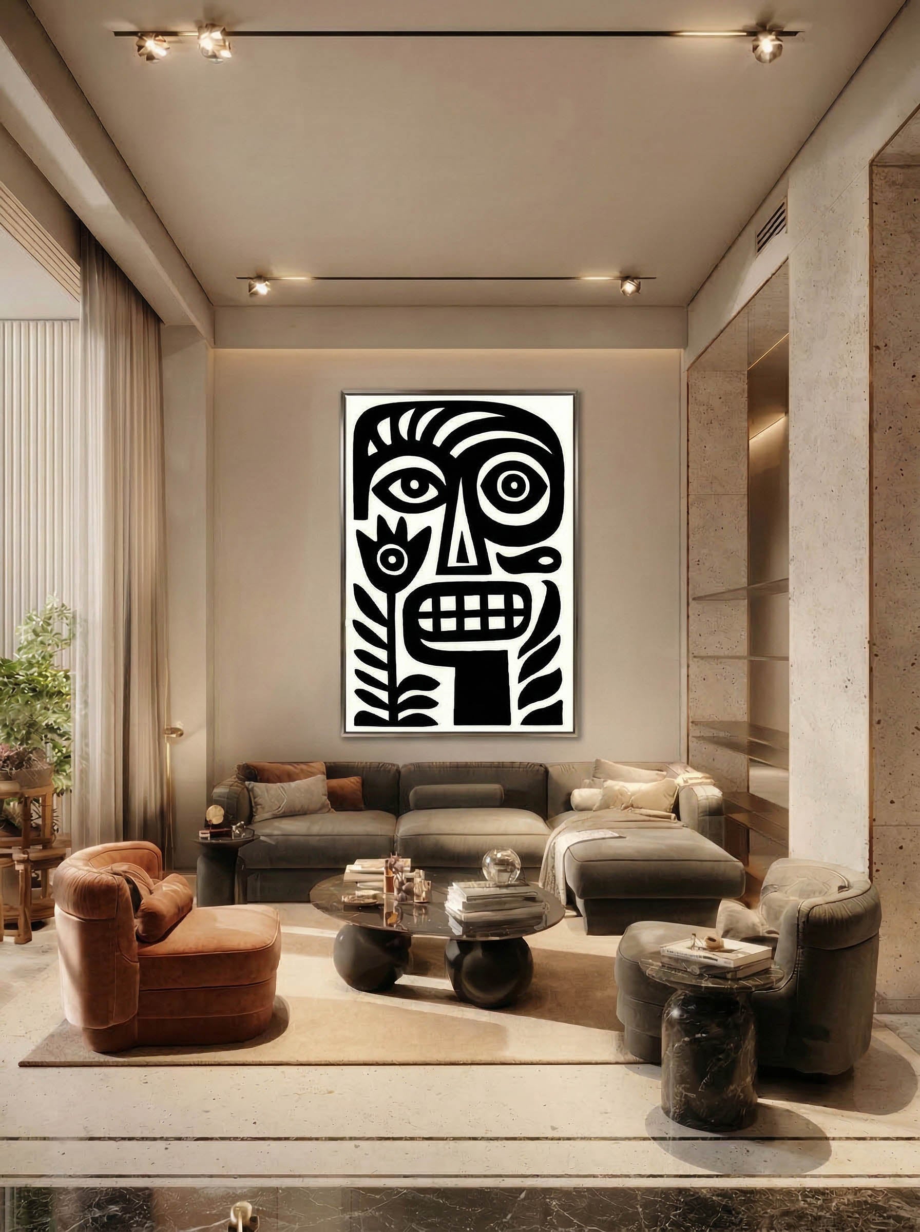 Plant Face Folk – Surreal Primitive Folk Print Wall Art 437