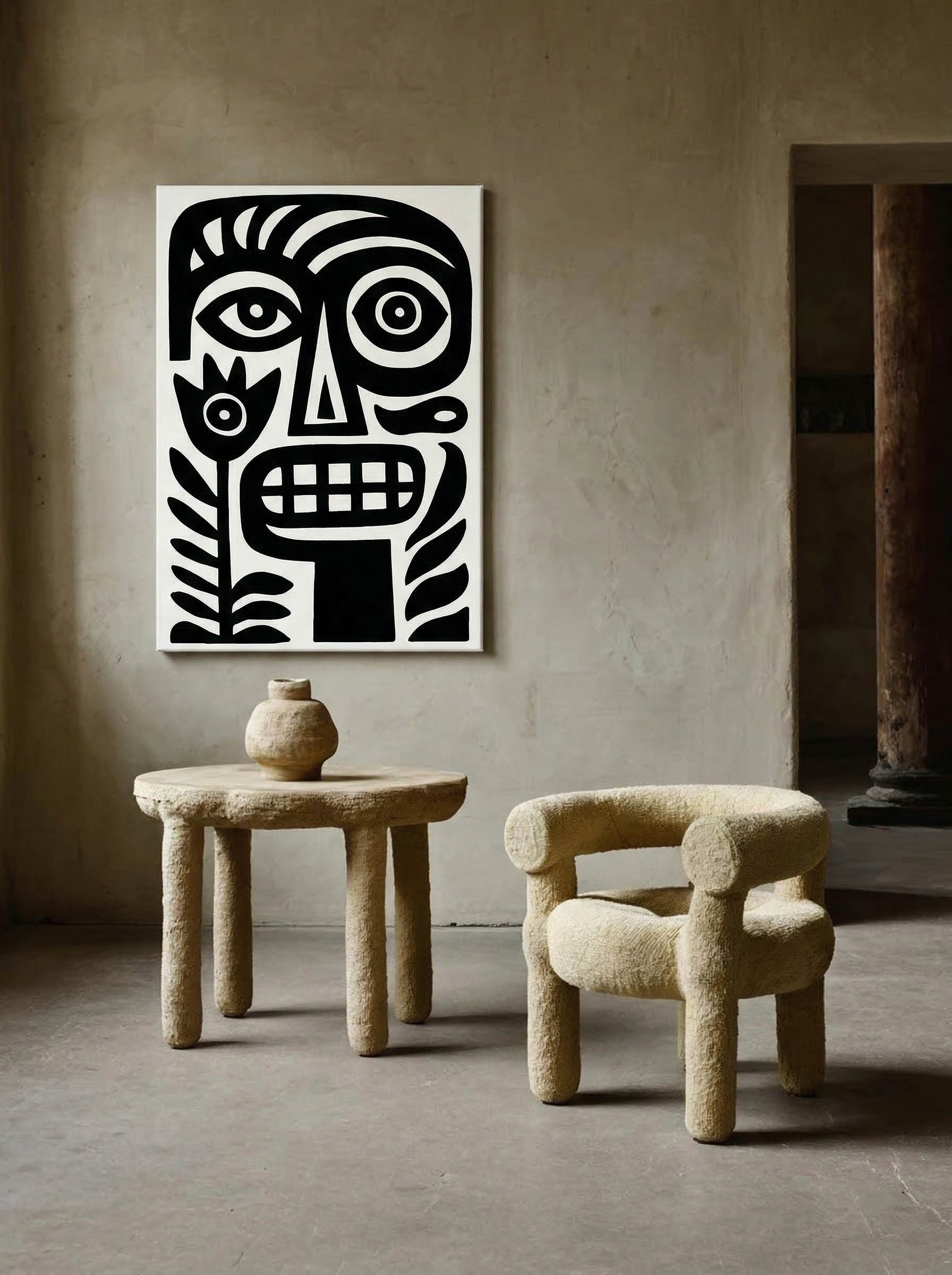 Plant Face Folk – Surreal Primitive Folk Print Wall Art 437
