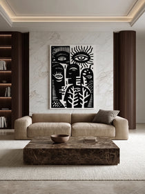 Linocut Art Watchers 439
