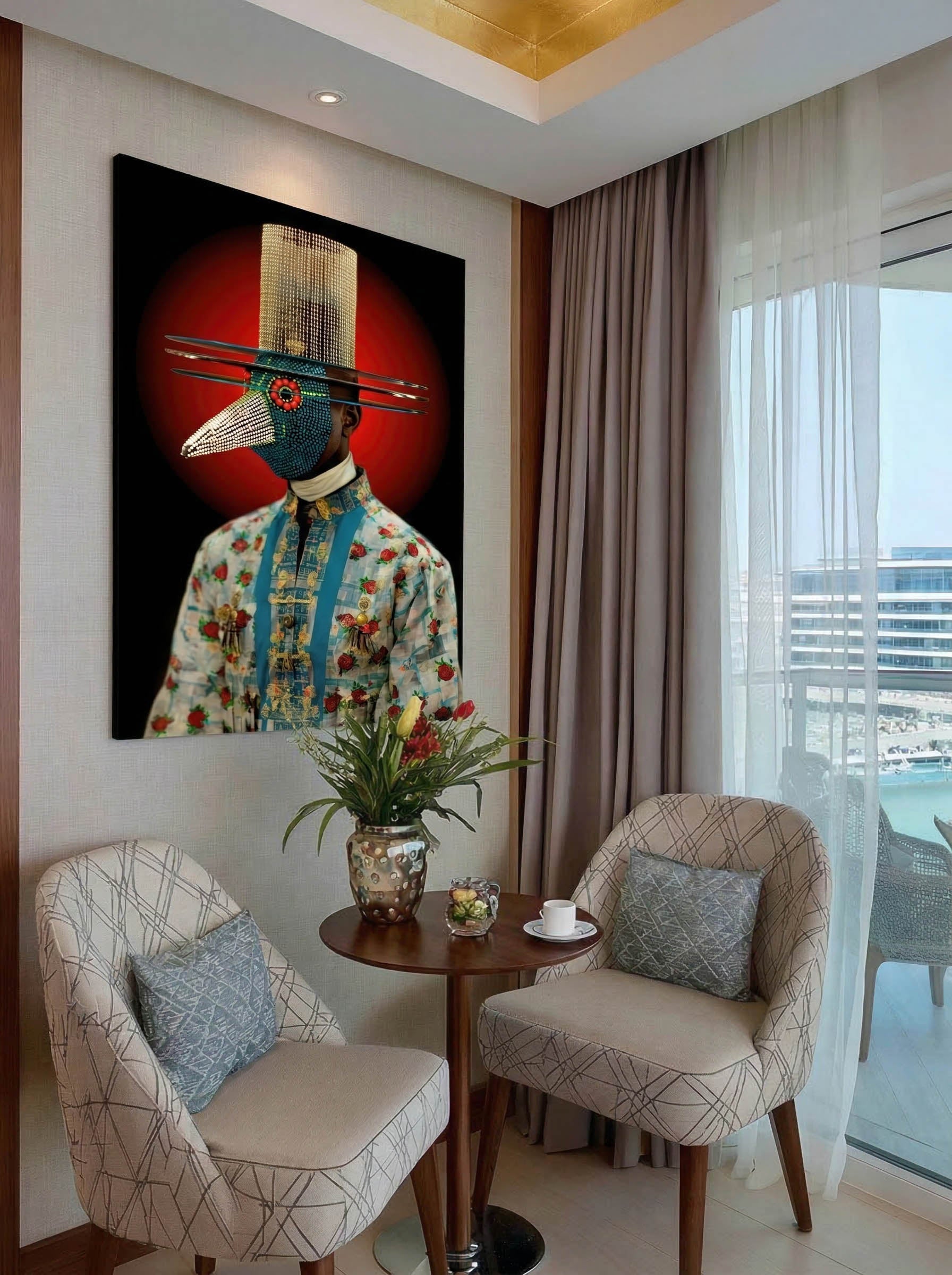 Masked and Adorned – Surreal Fashion Ceremonial Wall Art 440 Secondary image