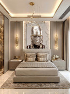 Mirror Mask – Surreal Silver Mosaic Ceremonial Wall Art 441