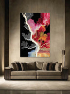 Coral and Crimson – Surreal Organic Abstract Wall Art 444