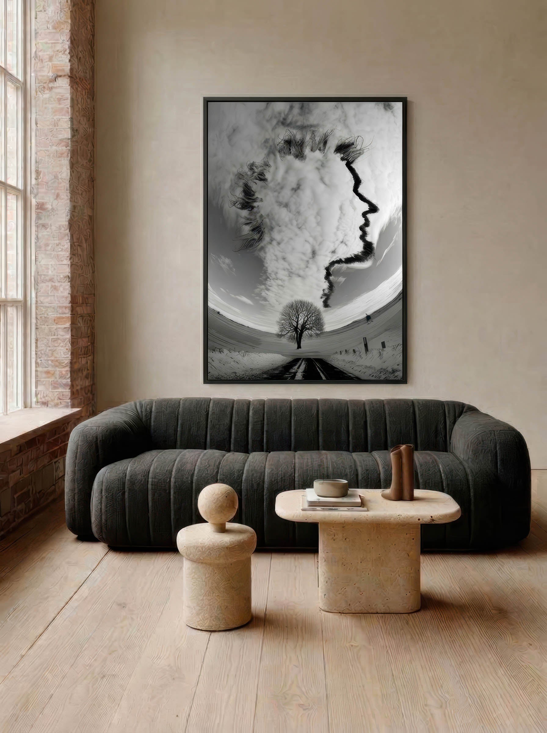 Winter Face Sky – Surreal Cloud Portrait Landscape Wall Art 447