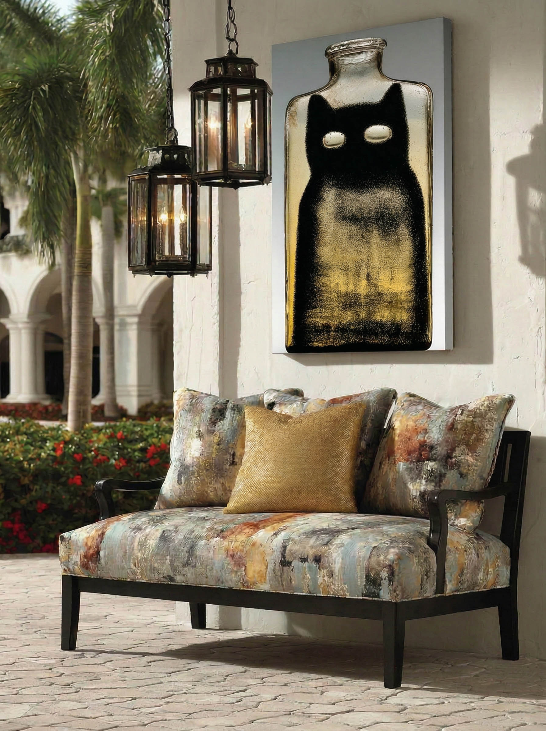 Black Cat Bottle – Surreal Minimalist Cat Wall Art 451