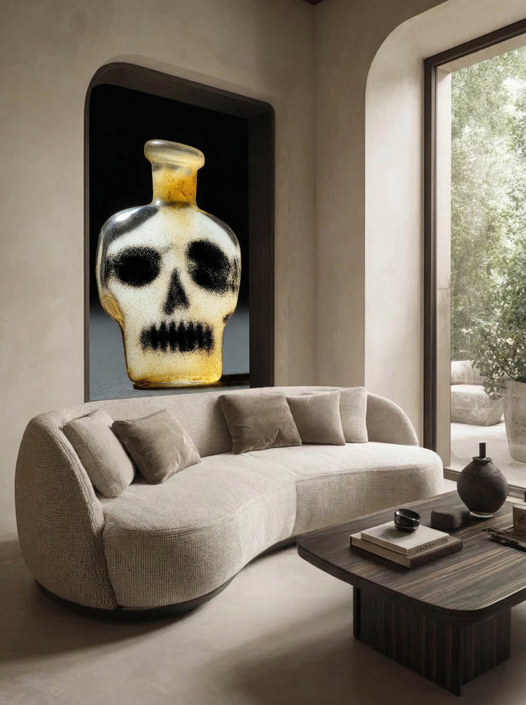 Skull in Glass – Surreal Curiosity Skull Bottle Wall Art 452 Secondary image
