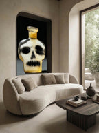 Skull in Glass – Surreal Curiosity Skull Bottle Wall Art 452