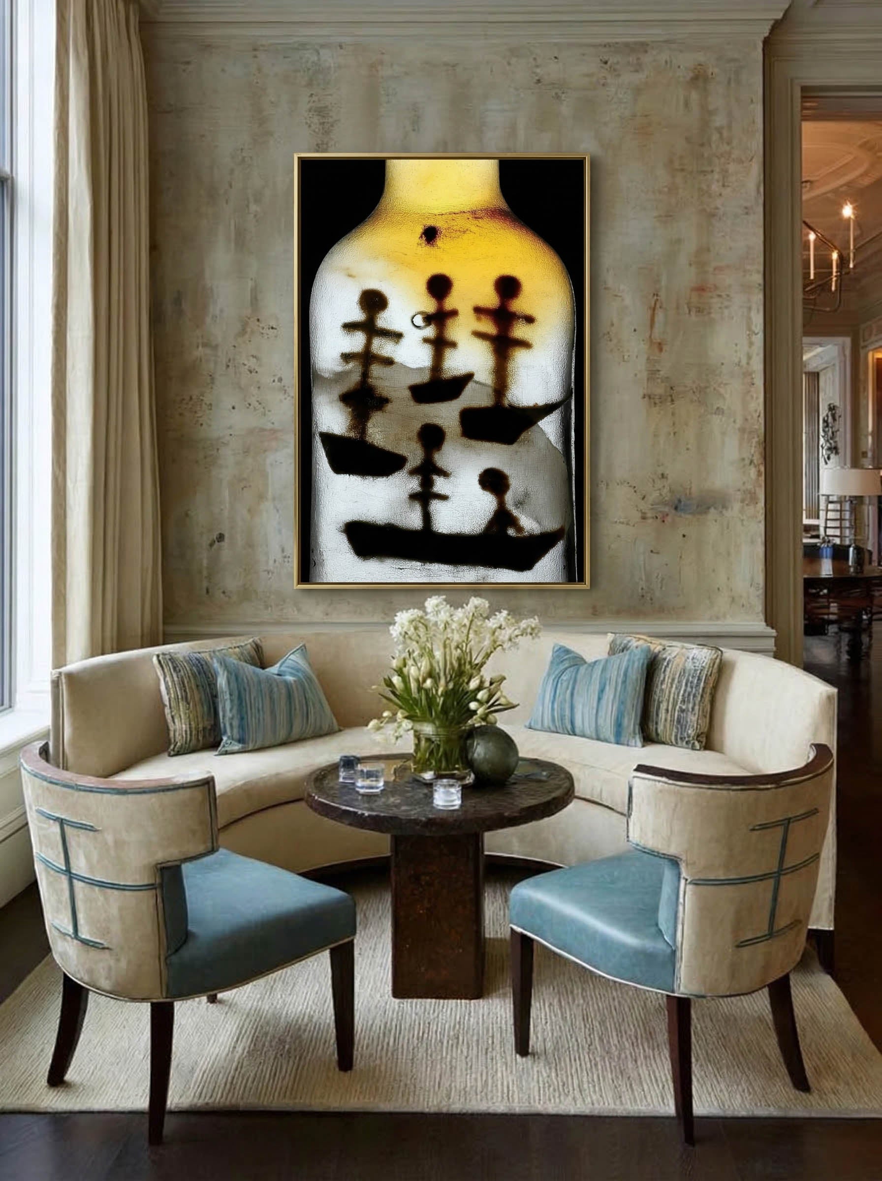 Ships in Glass – Surreal Pirate Bottle Narrative Wall Art 453