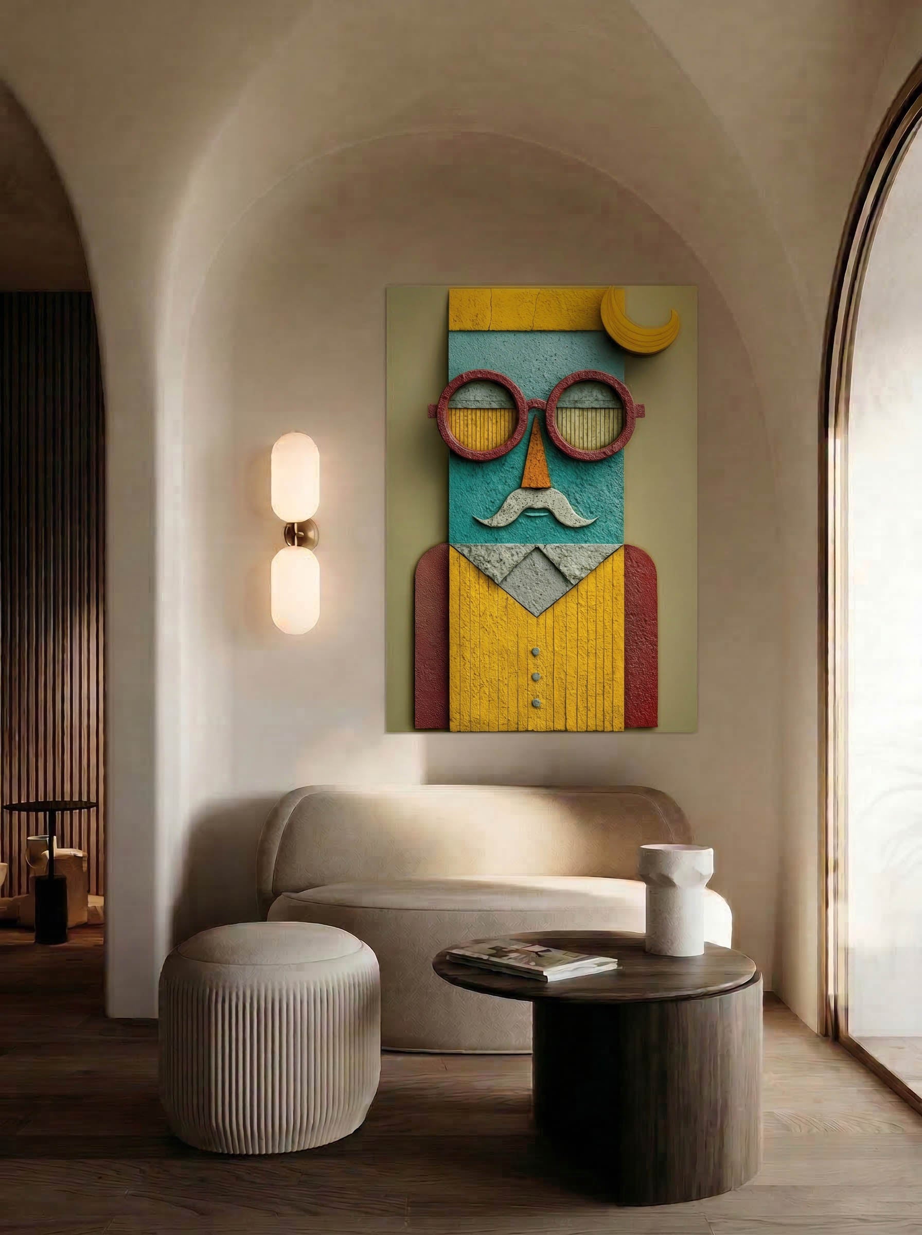 Mustache Man – Surreal Retro Geometric Portrait Wall Art 455 Secondary image