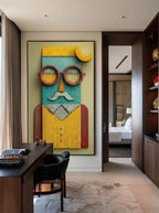 Mustache Man – Surreal Retro Geometric Portrait Wall Art 455