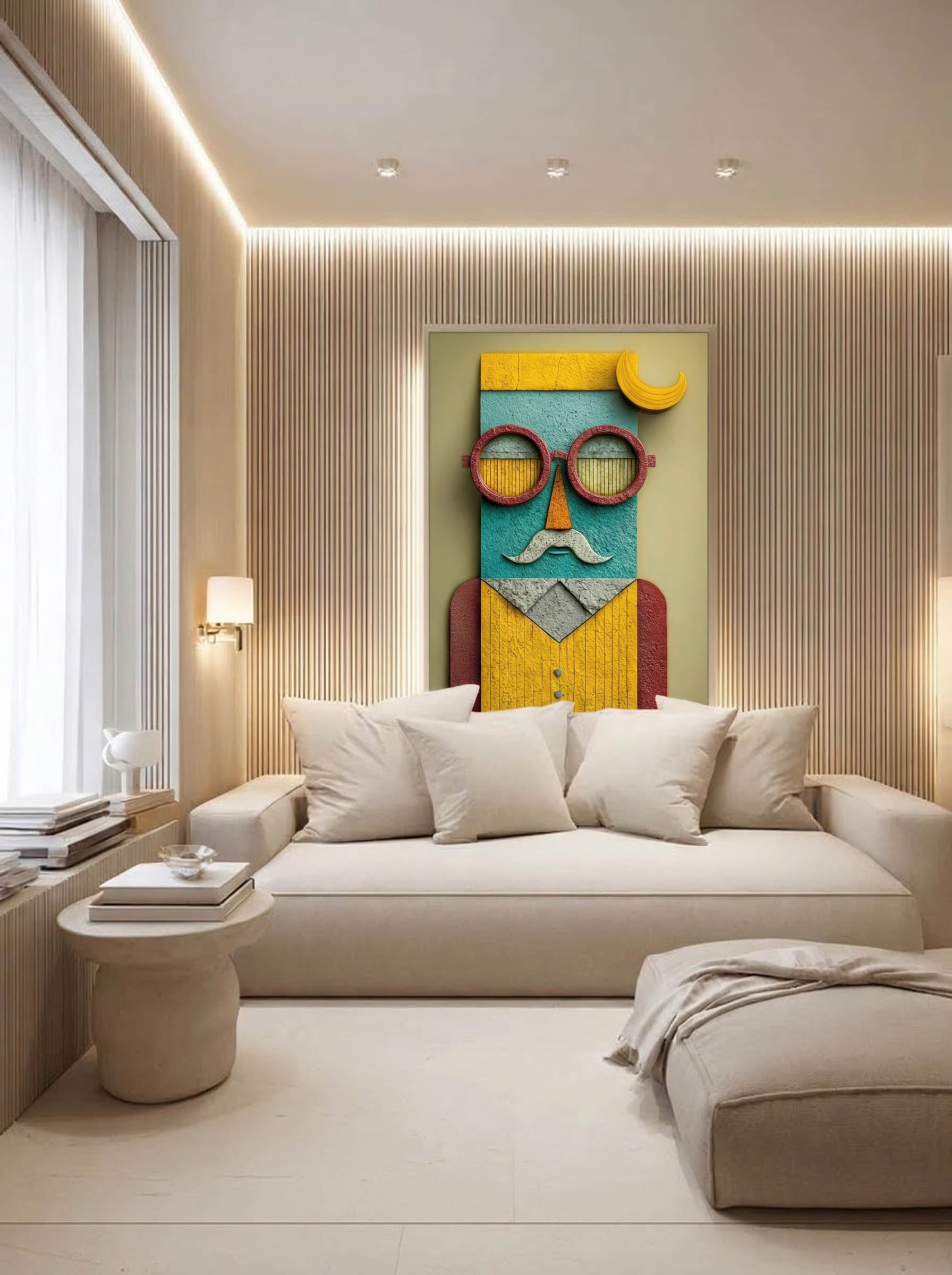 Mustache Man – Surreal Retro Geometric Portrait Wall Art 455