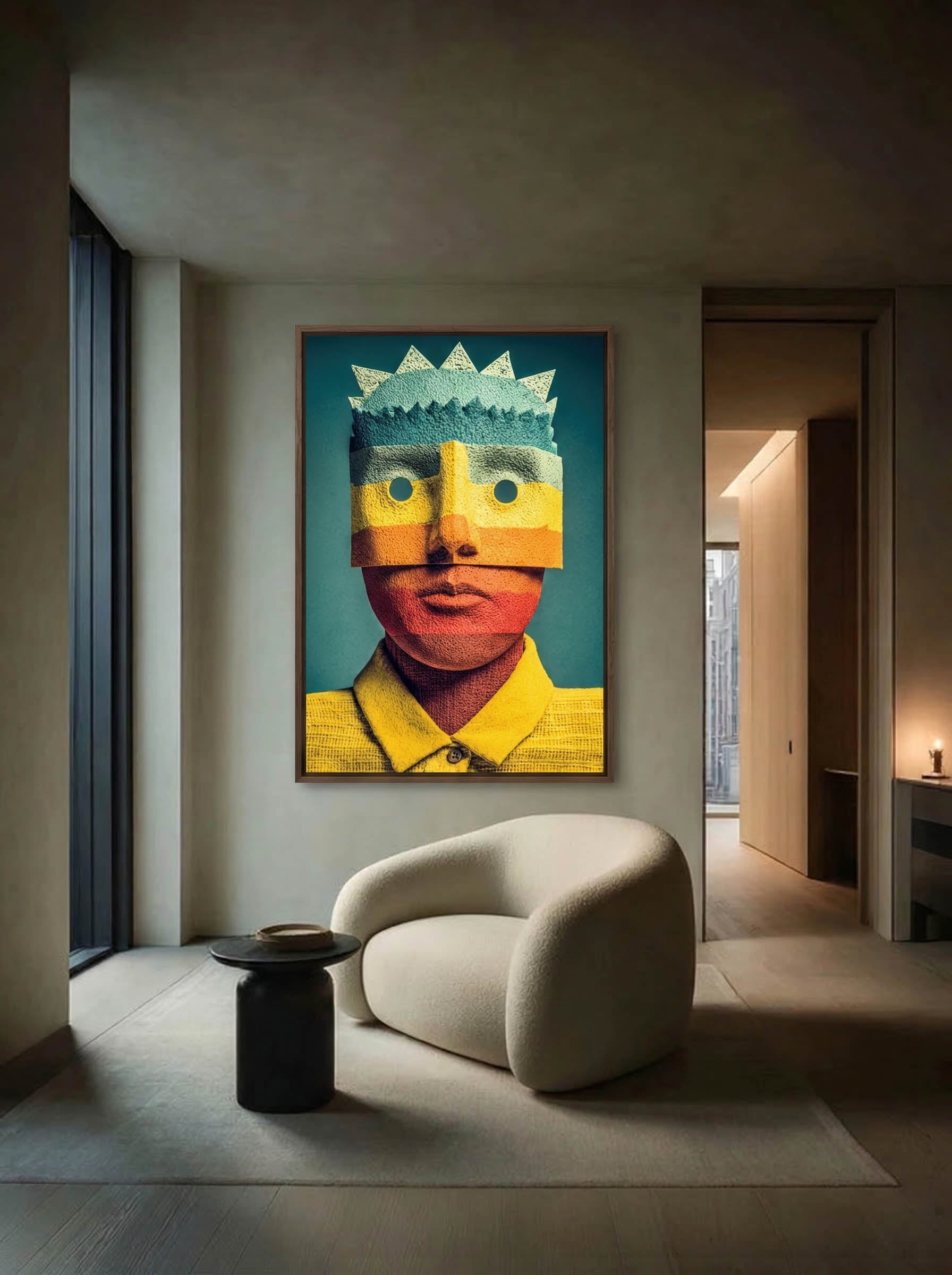 Banded Face – Surreal Craft Textile Portrait Wall Art 456