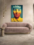 Banded Face – Surreal Craft Textile Portrait Wall Art 456