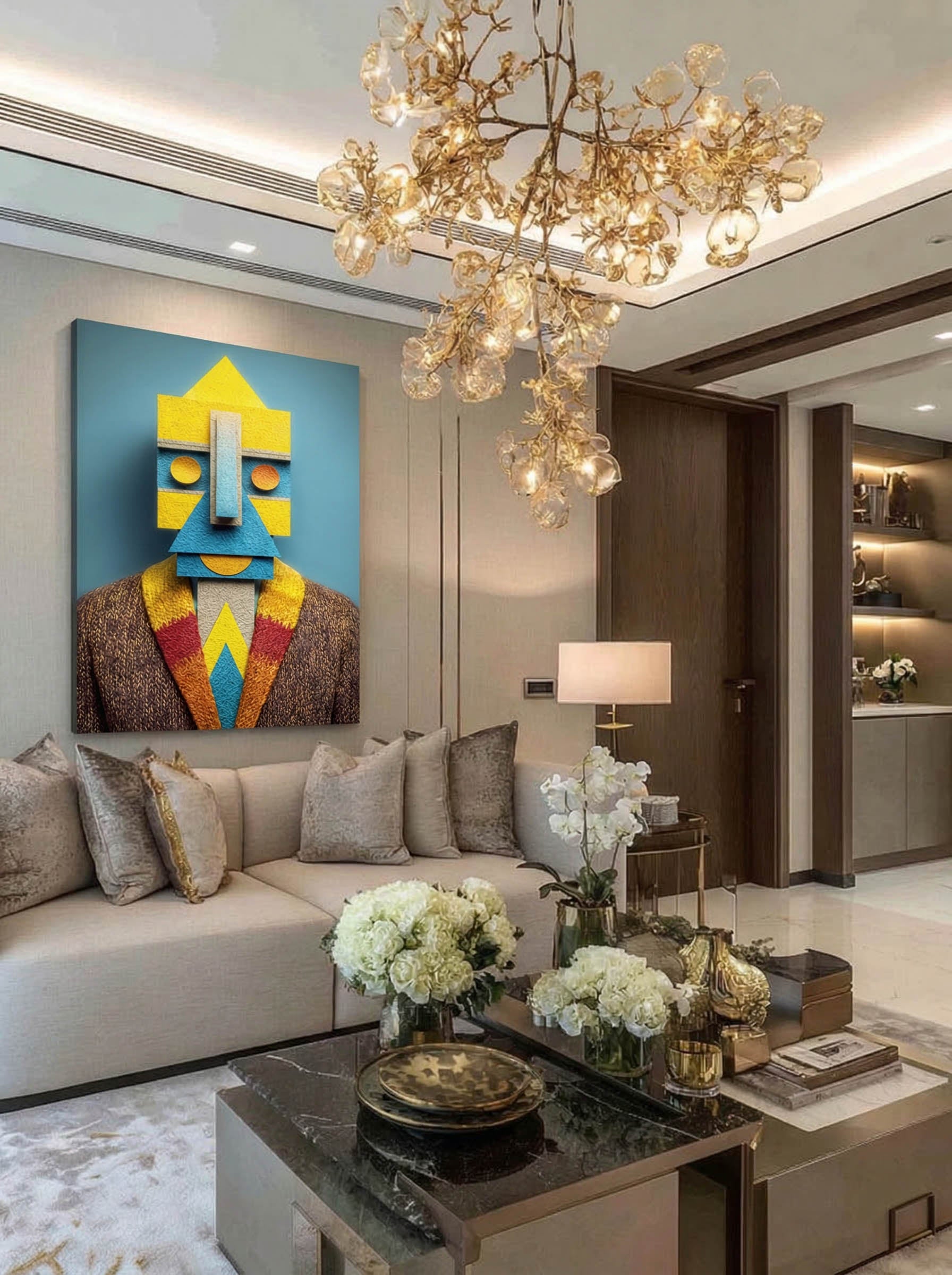 Block Head – Surreal Cubist Craft Portrait Wall Art 457