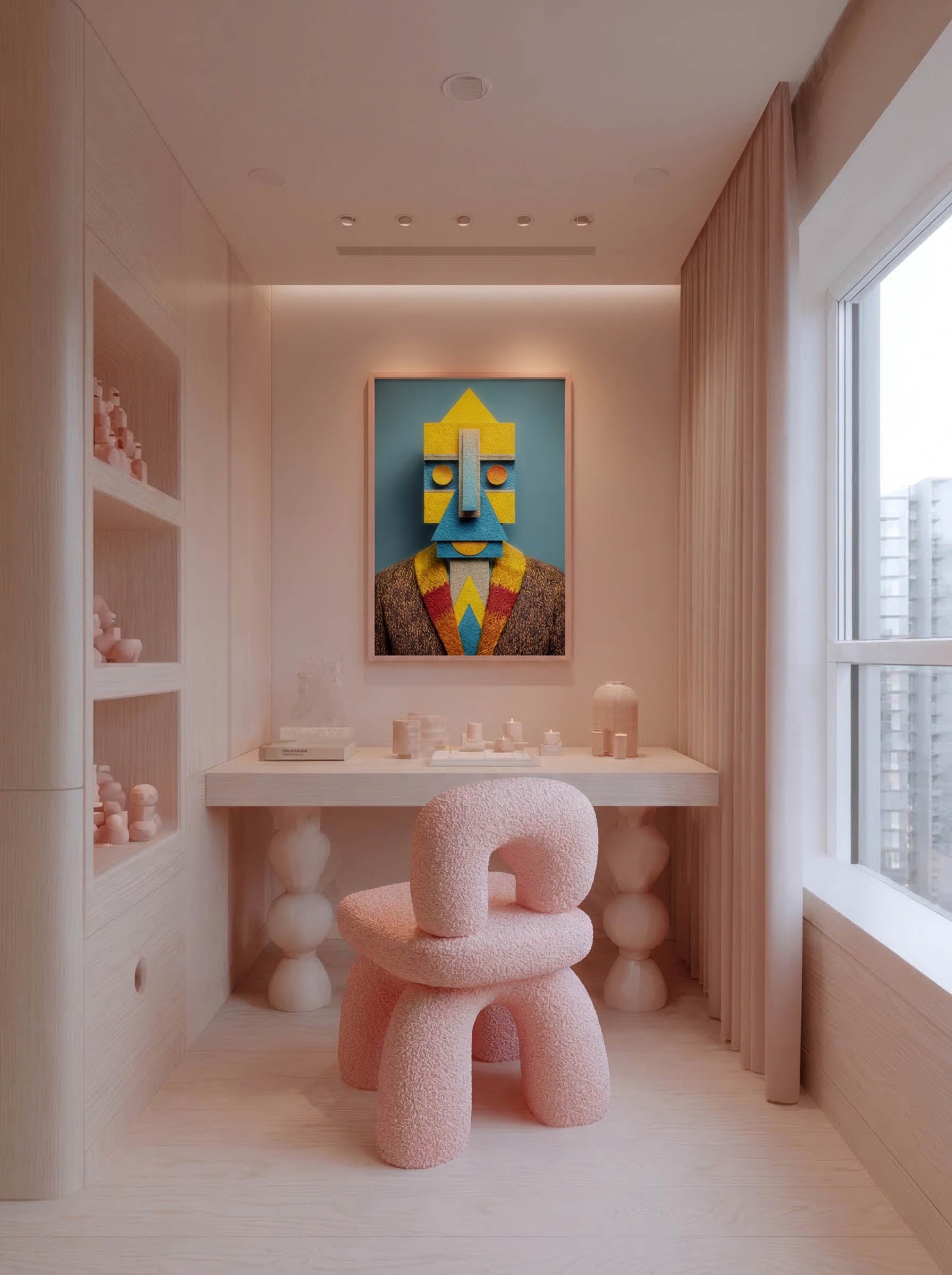 Block Head – Surreal Cubist Craft Portrait Wall Art 457
