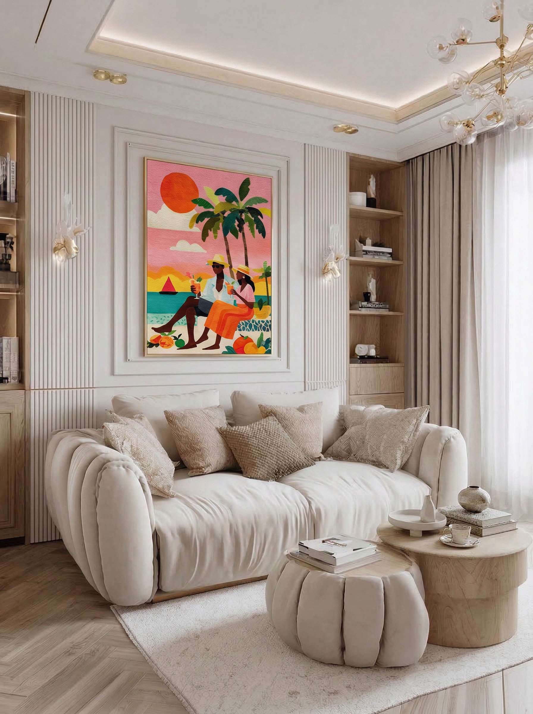 Sunset Cocktails – Surreal Tropical Graphic Couple Wall Art 458