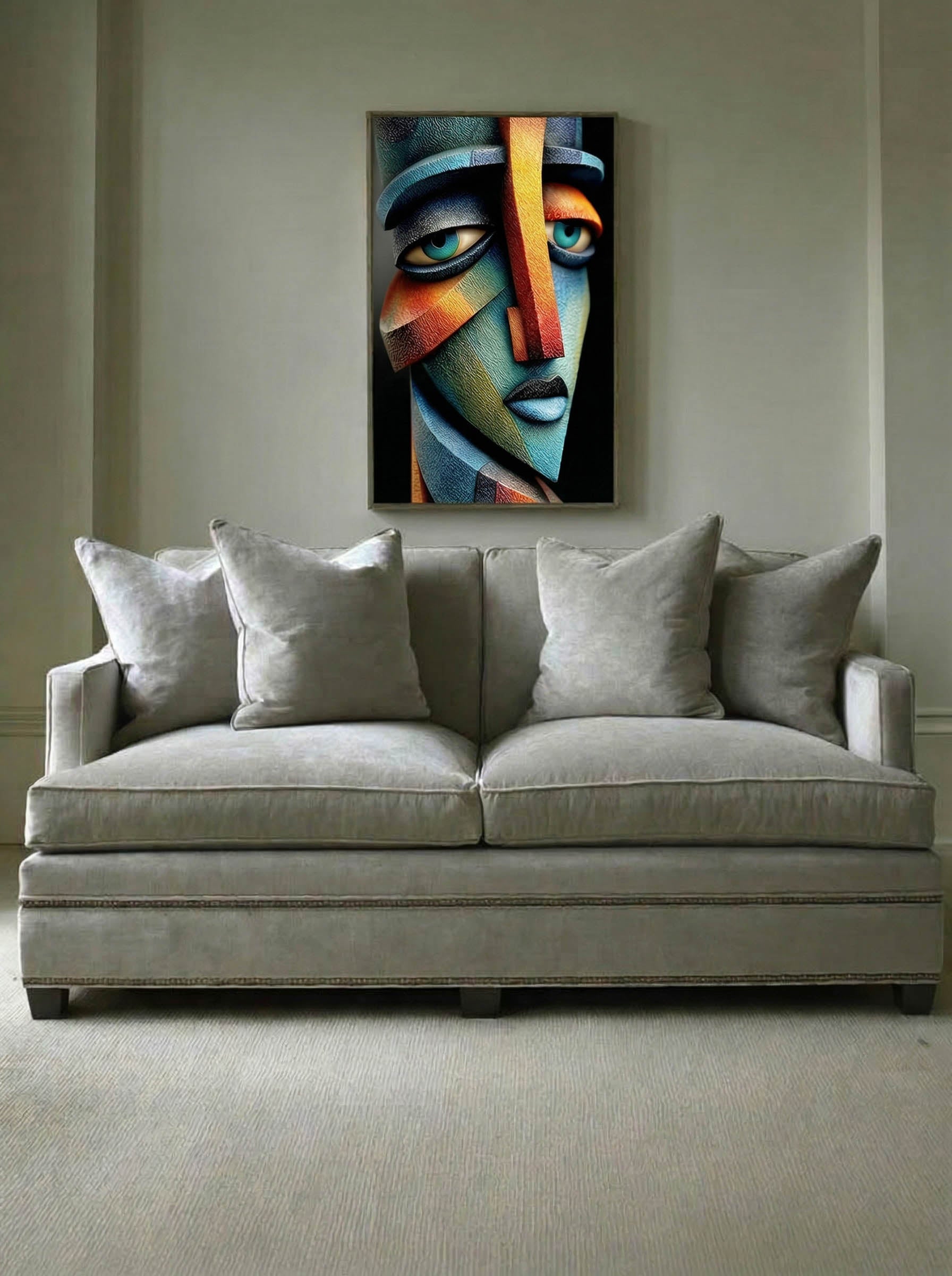Faceted Face – Surreal Cubist Geometric Portrait Wall Art 461