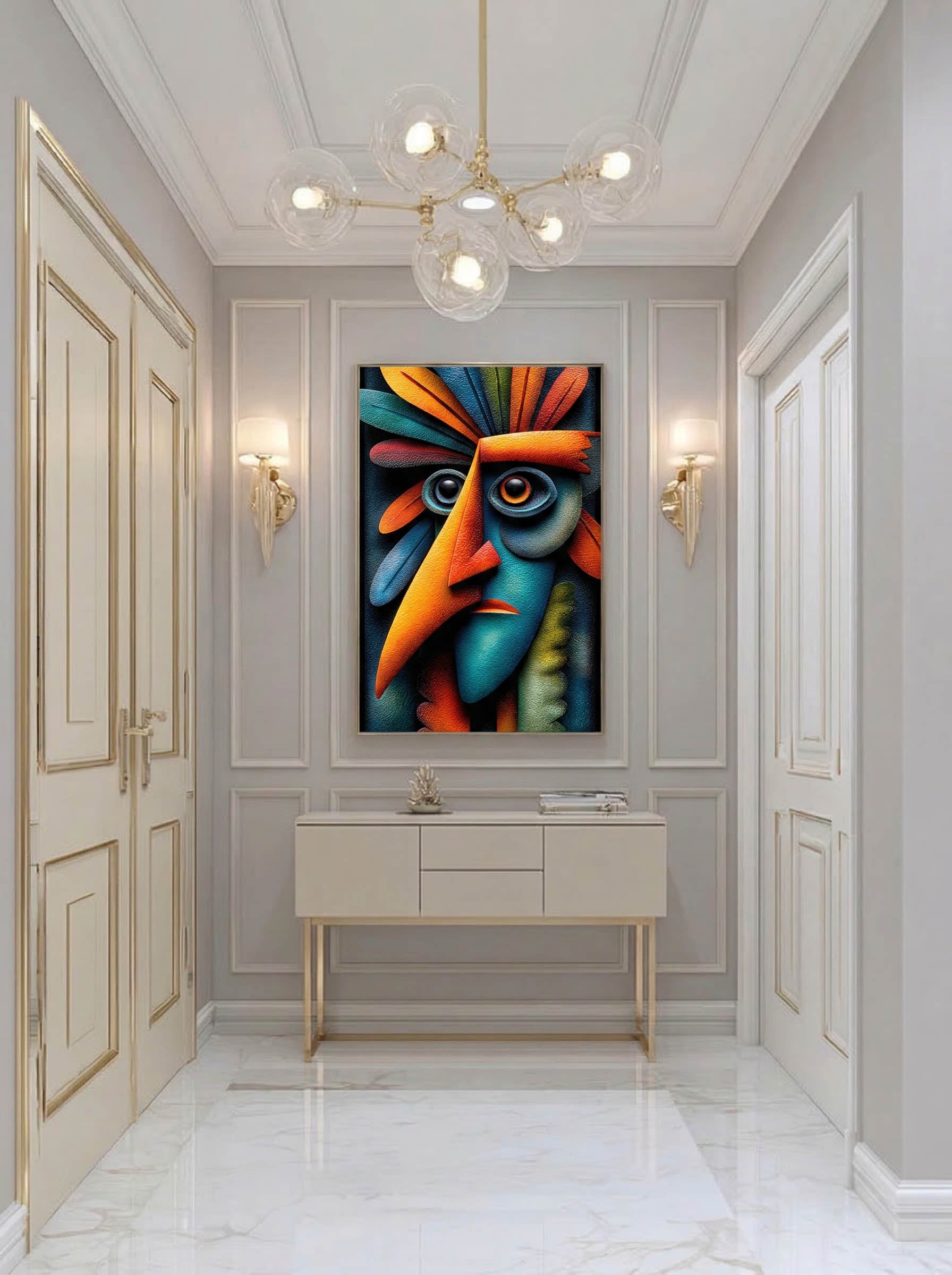 Prismatic Persona – Surreal Vibrant Relief Portrait Wall Art 463 Secondary image