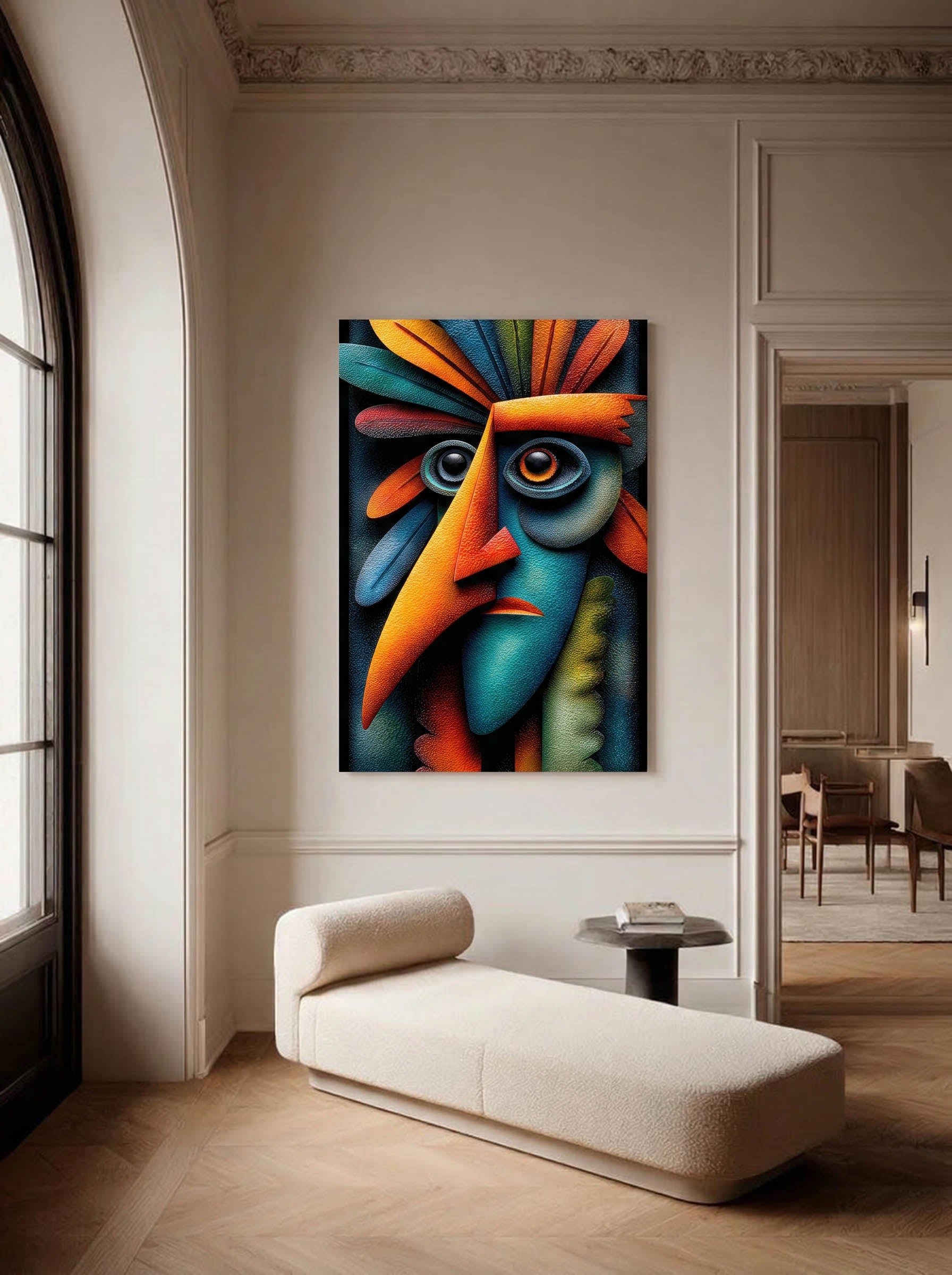 Prismatic Persona – Surreal Vibrant Relief Portrait Wall Art 463