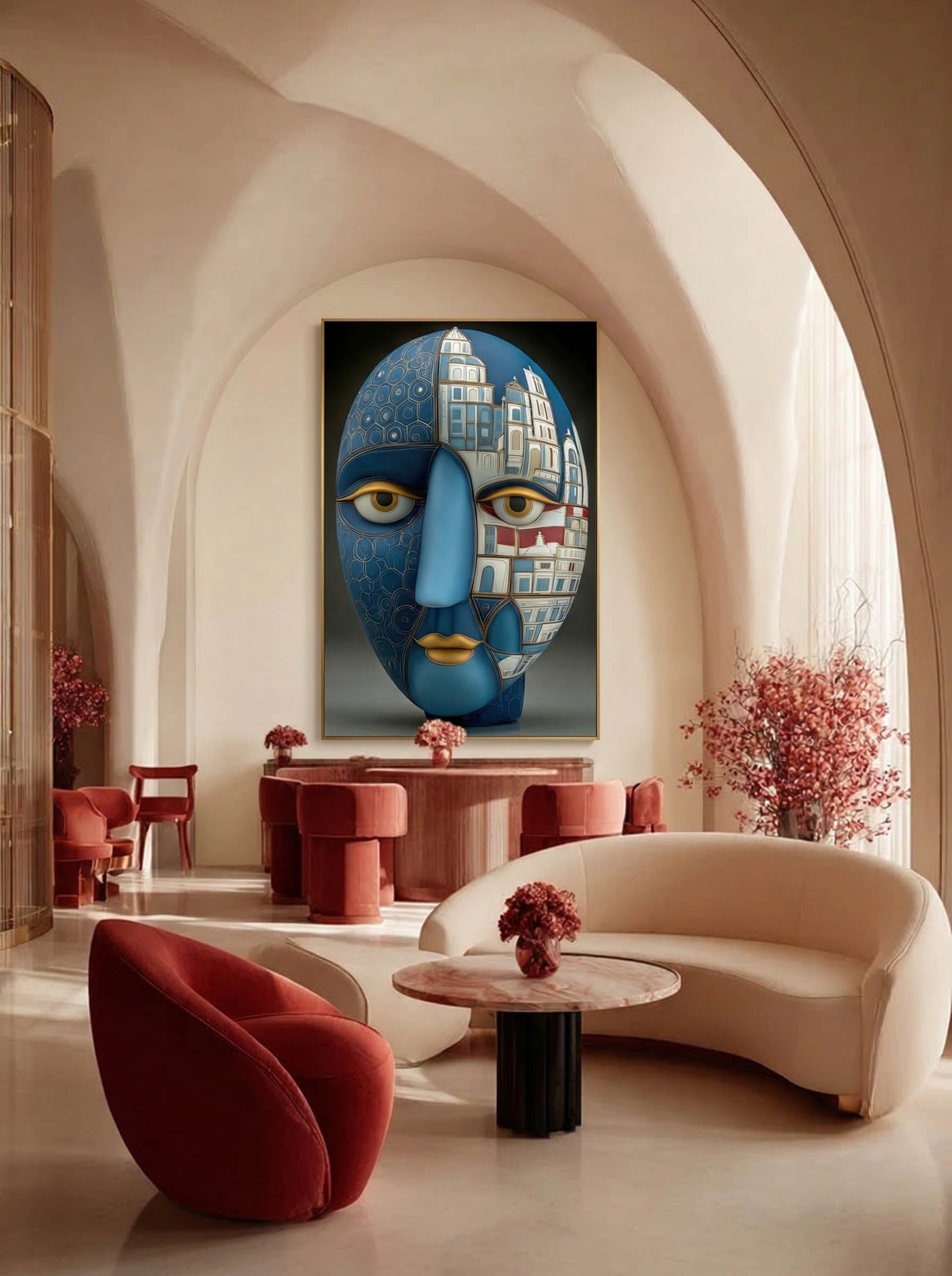 Azure Cityscape – Surreal Metaphysical City Portrait Wall Art 464