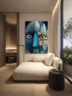 Azure Cityscape – Surreal Metaphysical City Portrait Wall Art 464