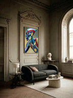 Cobalt Guardian – Surreal Heroic Armored Profile Wall Art 466