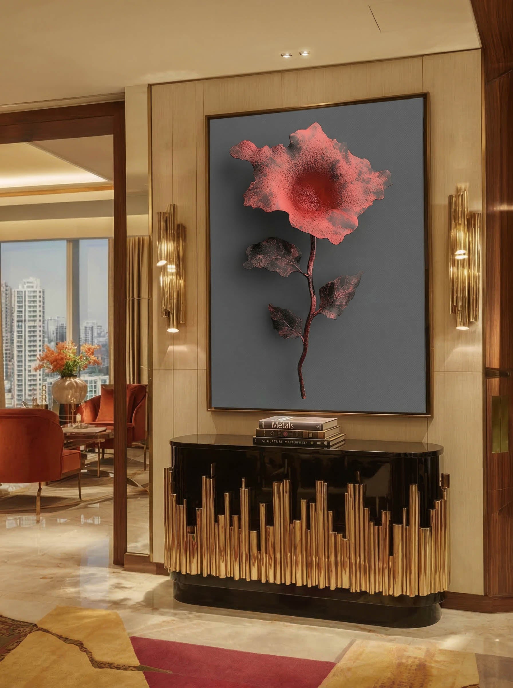 Iron Blossom – Surreal Industrial Botanical Wall Art 470