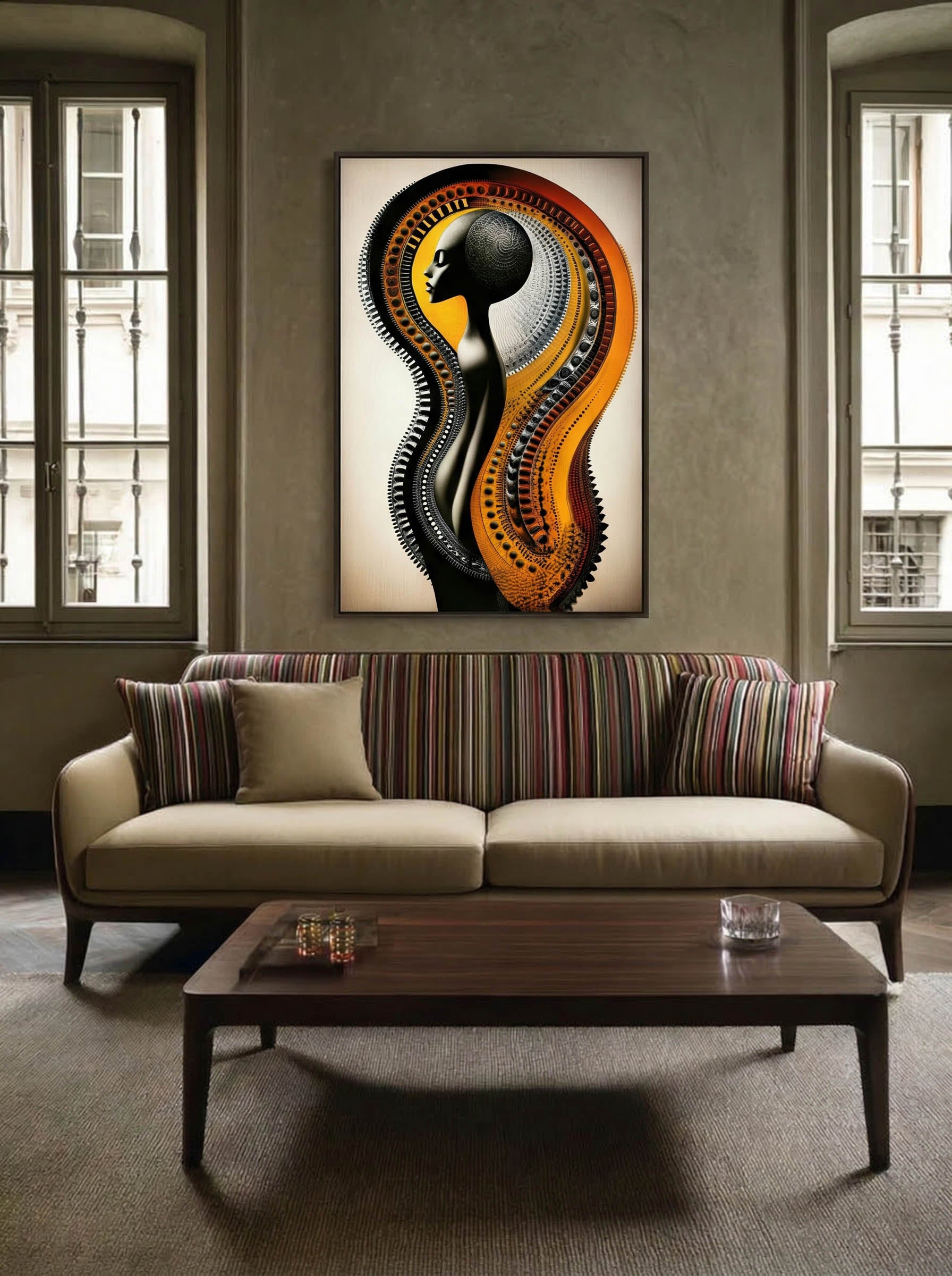 Golden Rhythm – Surreal Abstract Graphic Silhouette Wall Art 474