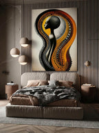 Golden Rhythm – Surreal Abstract Graphic Silhouette Wall Art 474
