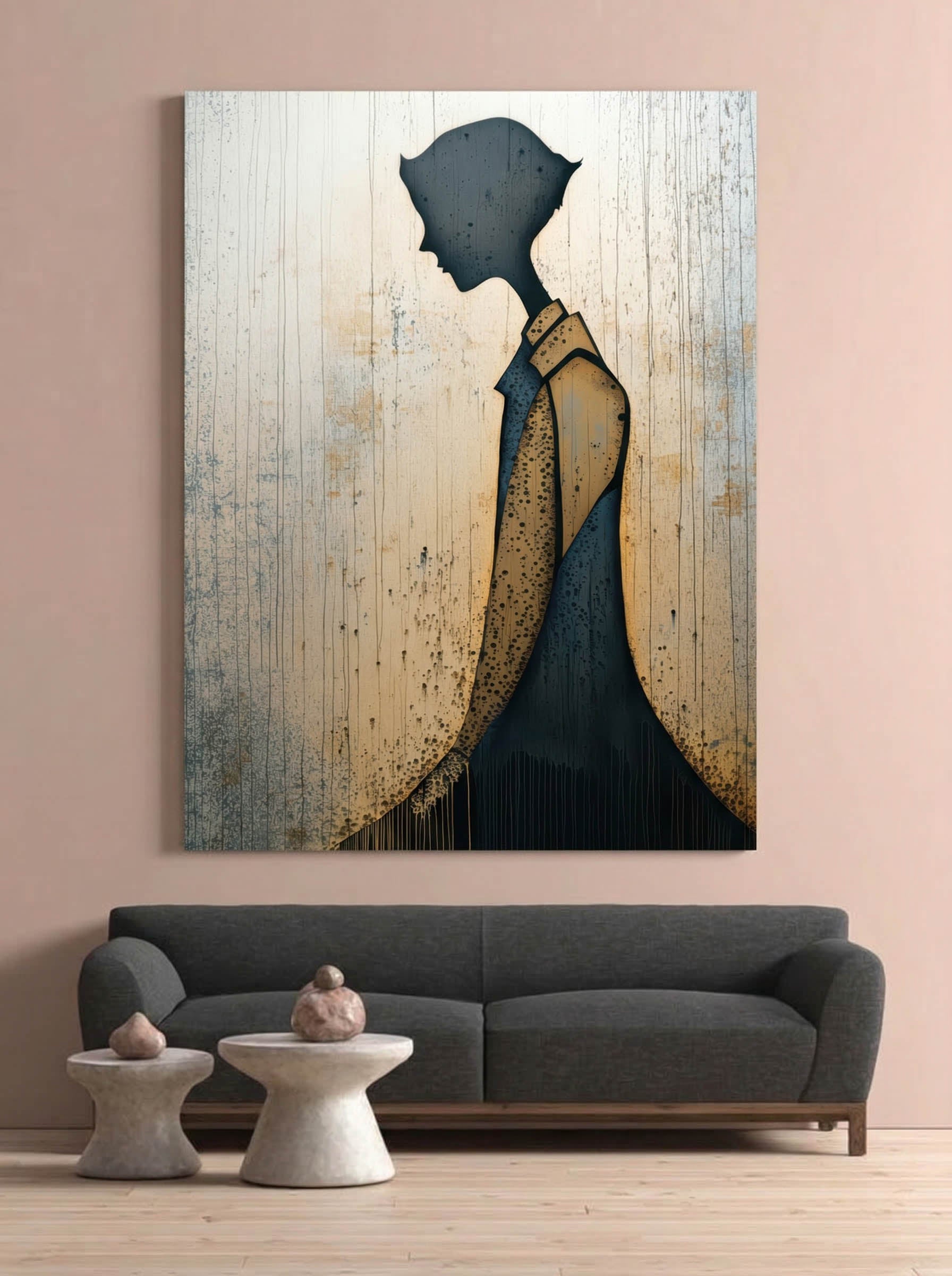 Still Coat – Surreal Urban Textured Silhouette Wall Art 476 Secondary image