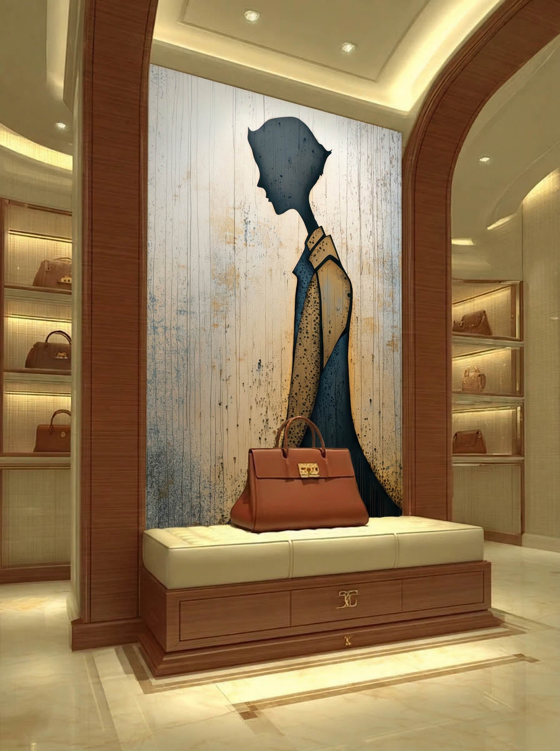 Still Coat – Surreal Urban Textured Silhouette Wall Art 476