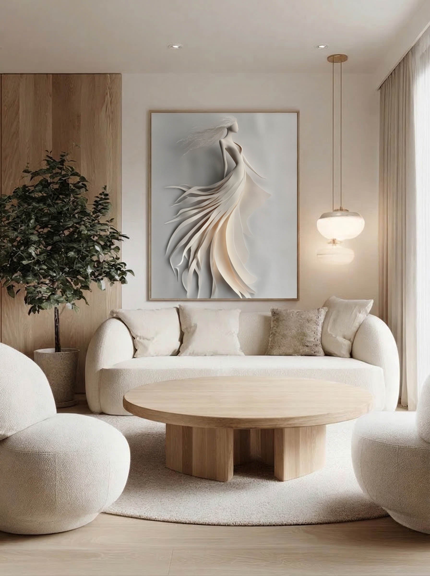 Ethereal Motion – Surreal Paper Relief Figure Wall Art 478