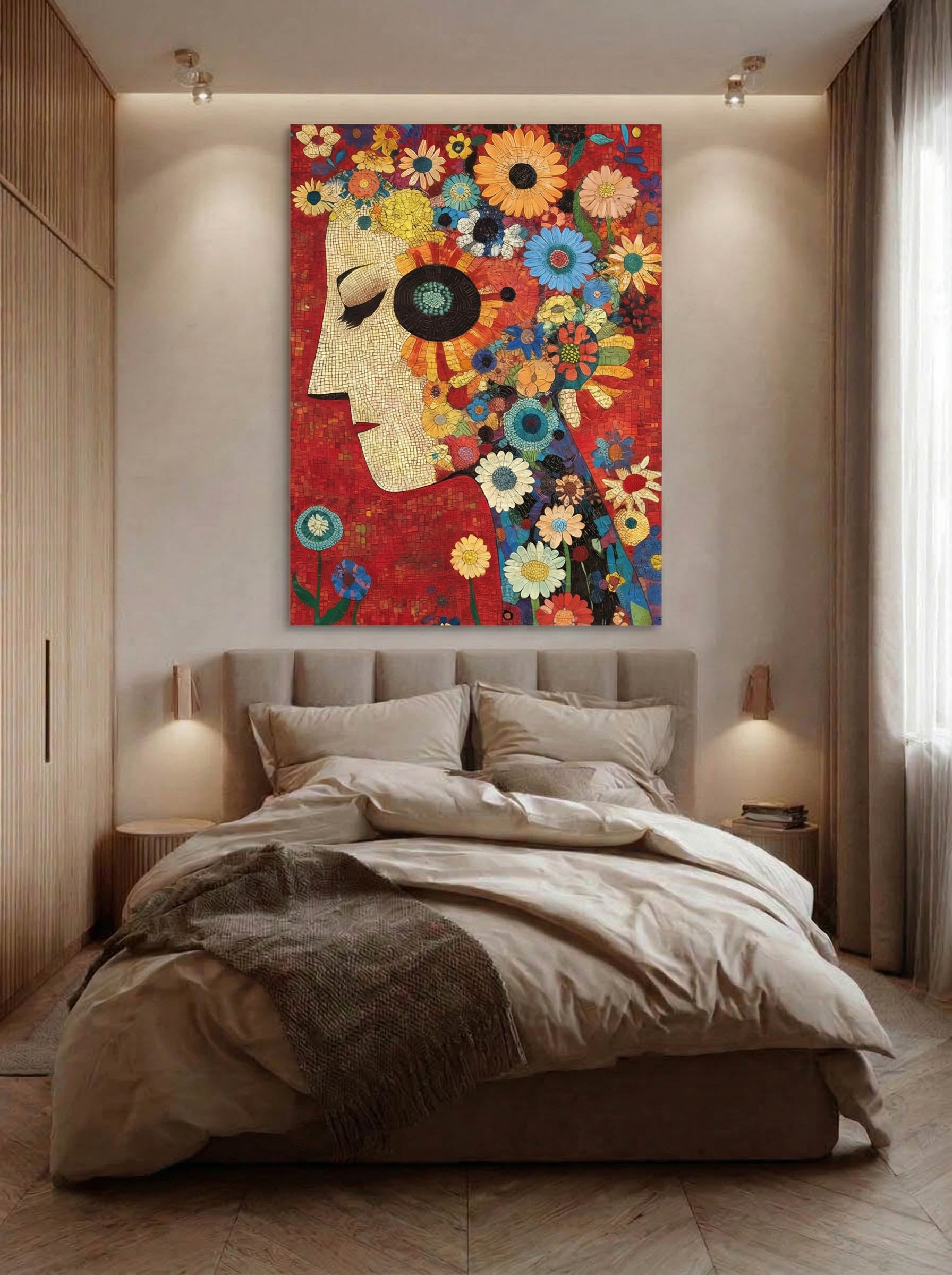 Petals in Pieces – Surreal Floral Mosaic Portrait Wall Art 479
