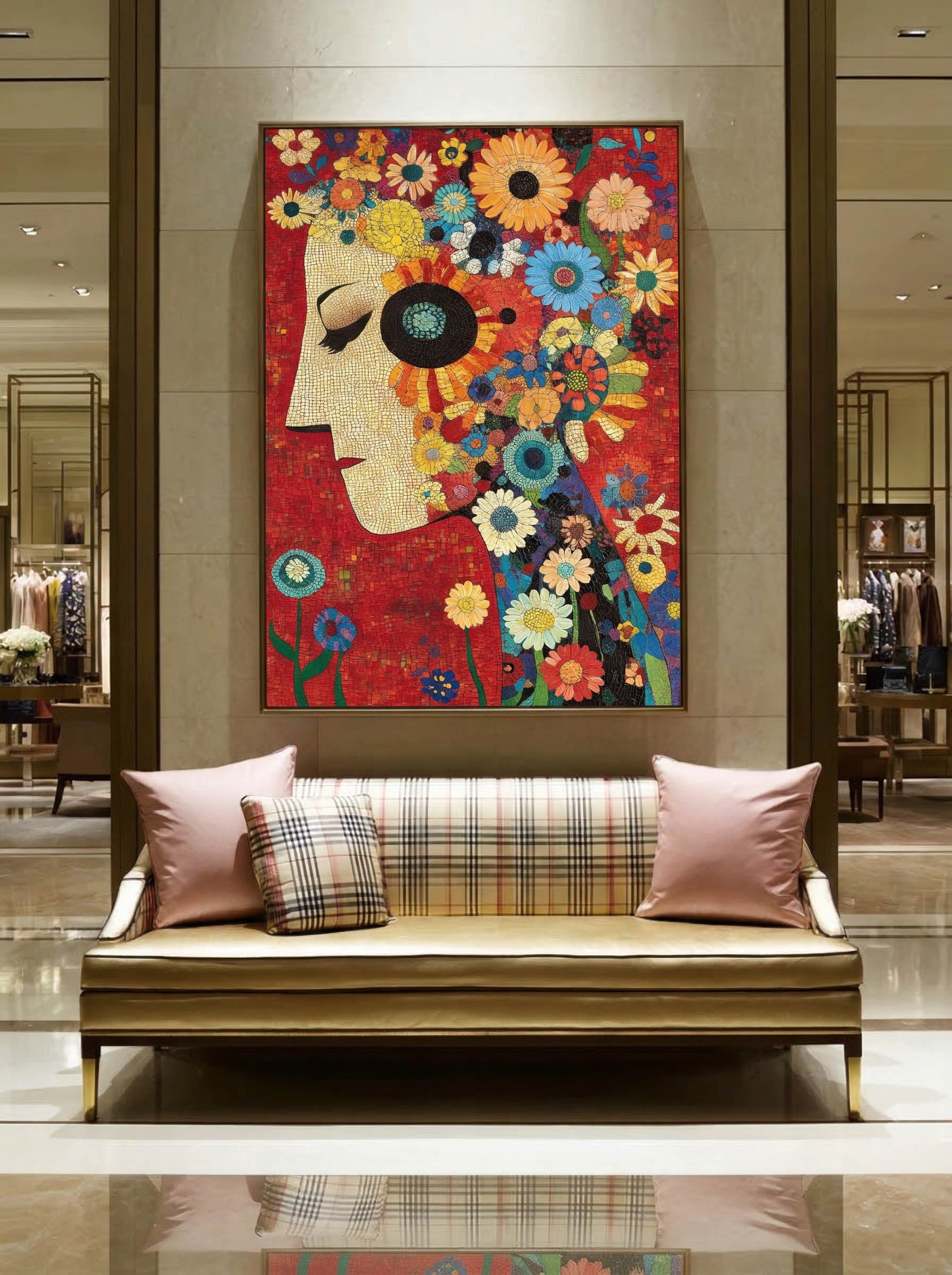 Petals in Pieces – Surreal Floral Mosaic Portrait Wall Art 479