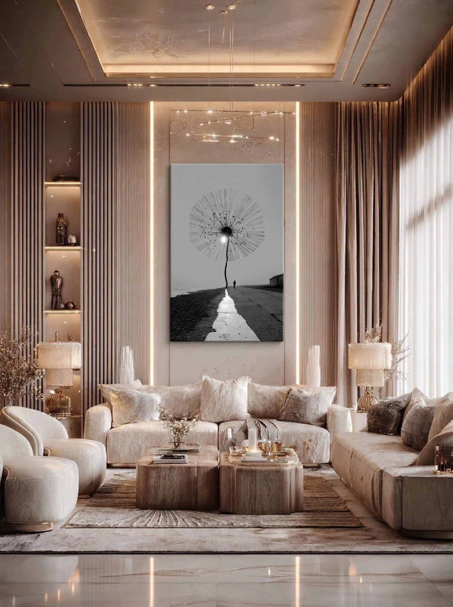 Solitary Seed – Surreal Minimalist Coastal Dandelion Wall Art 480