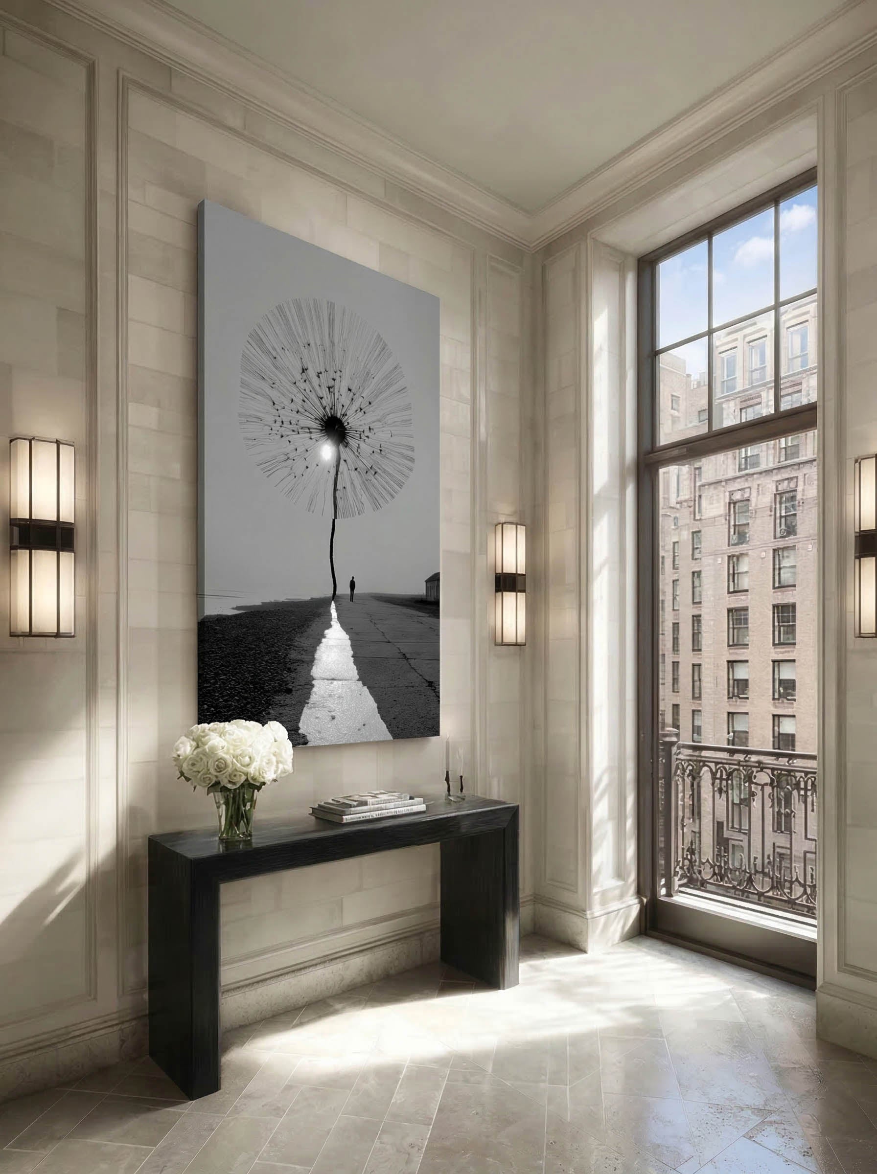 Solitary Seed – Surreal Minimalist Coastal Dandelion Wall Art 480