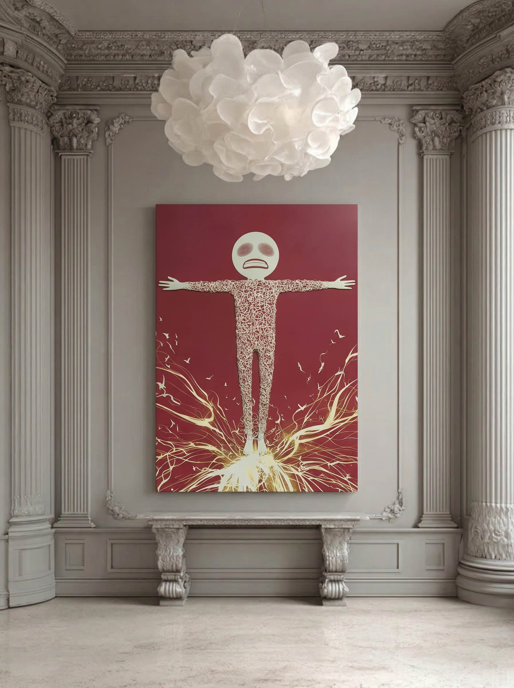 Luminous Unwinding – Surreal Graphic Spiral Figure Wall Art 481