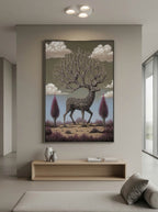 The Ancient Guardian – Surreal Geometric Stag Wall Art 484