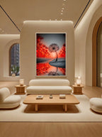 Crimson River Dandelion – Surreal Nature Wall Art 485