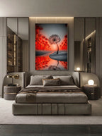 Crimson River Dandelion – Surreal Nature Wall Art 485