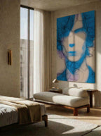 Minimalist Blue Portrait – Surreal Minimalist Wall Art 492